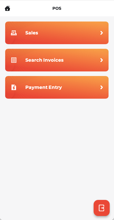 LavaSell POS navigation with sales, invoice search, and payment entry actions